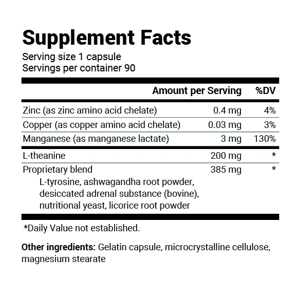 L-Theanine Adrenal Support – 200 mg of L-Theanine – 90 Capsules - Image 4