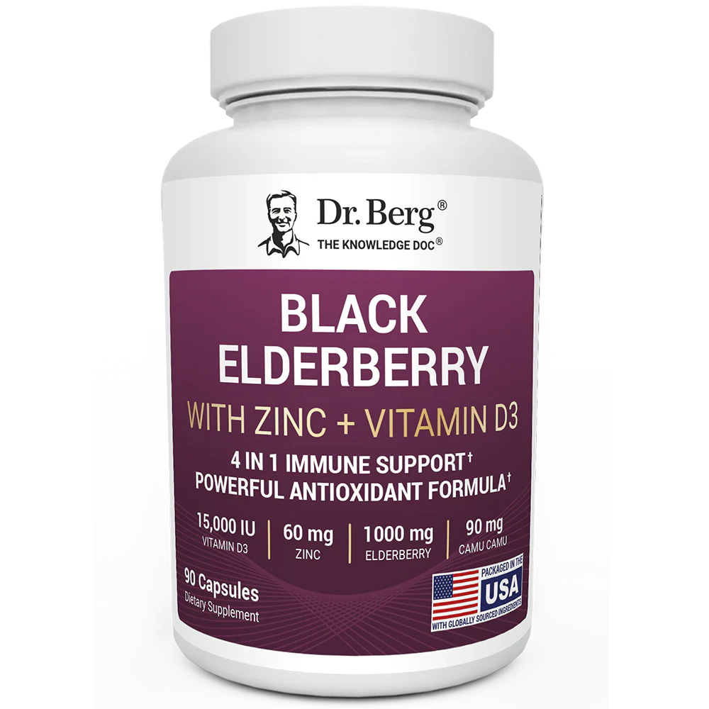 Advanced Immune Support – 1000 mg Black Elderberry with Vitamin D3 & Zinc – 90 Vegetable Capsules