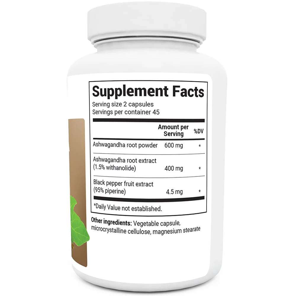 Ashwagandha with BioPerine (Black Pepper) – 90 Vegetable Capsules - Image 3