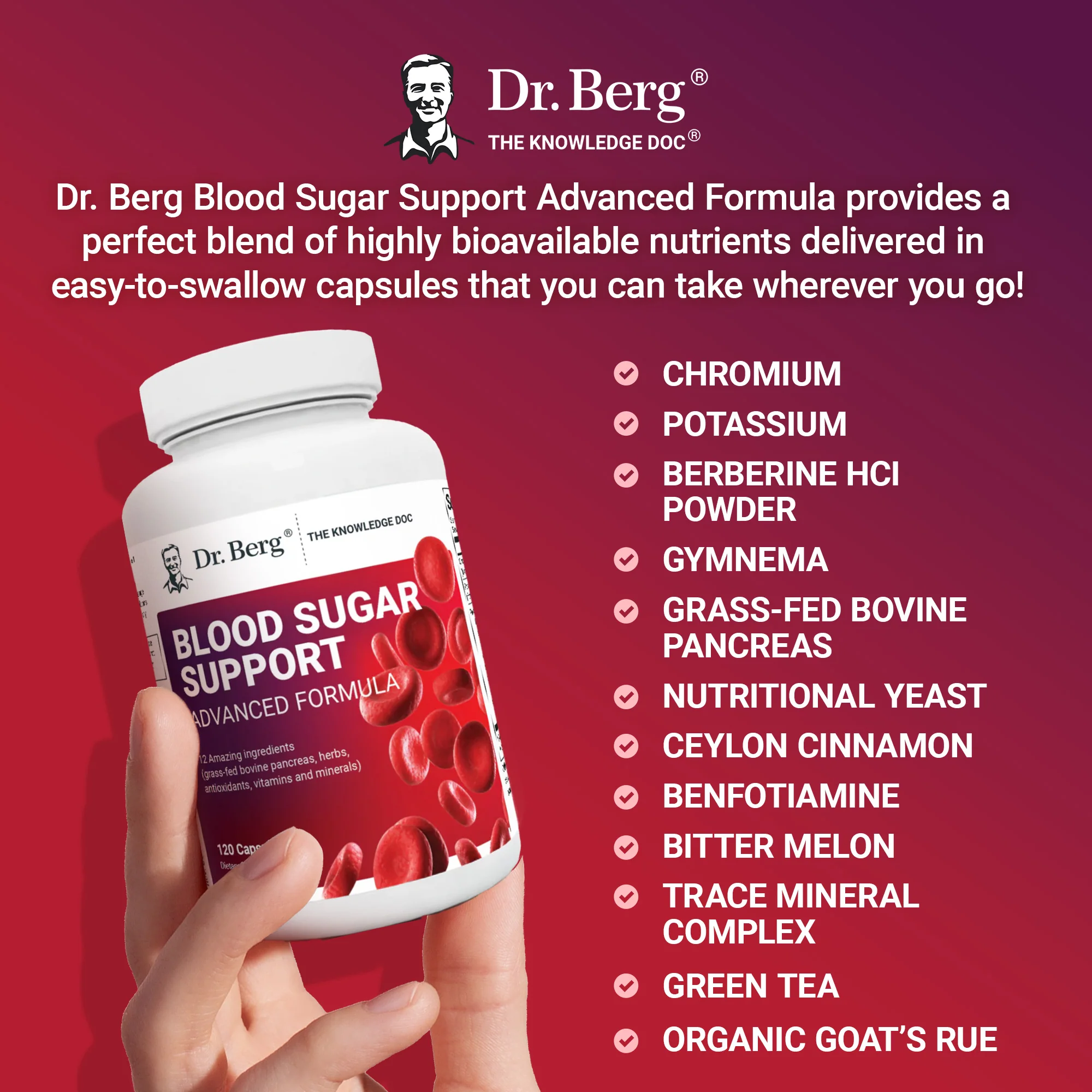 Blood Sugar Support Advanced Formula with Chromium & Potassium 120 – Vegetable Capsules - Image 8
