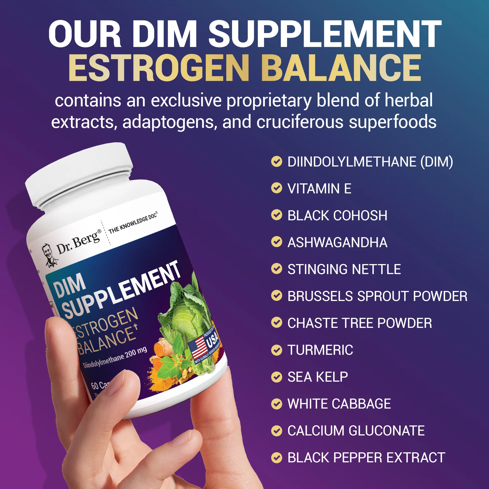 DIM Supplement Estrogen Balance with Black Cohosh and Ashwagandha – 60 Capsules - Image 8