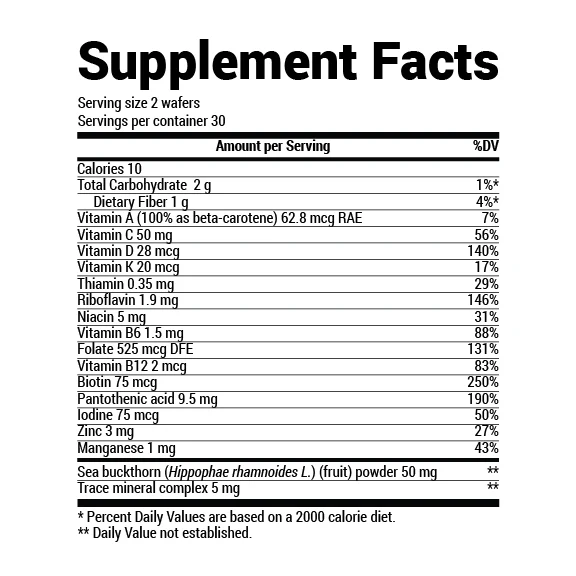 Kids Multivitamin No Sugar Added – Mixed Berry Chewable Vitamin – 60 Wafers - Image 2