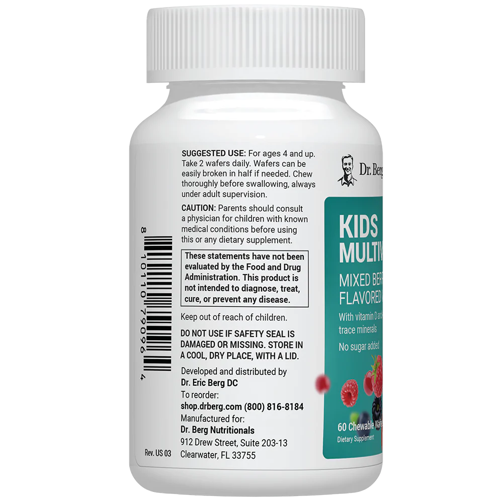 Kids Multivitamin No Sugar Added – Mixed Berry Chewable Vitamin – 60 Wafers - Image 5