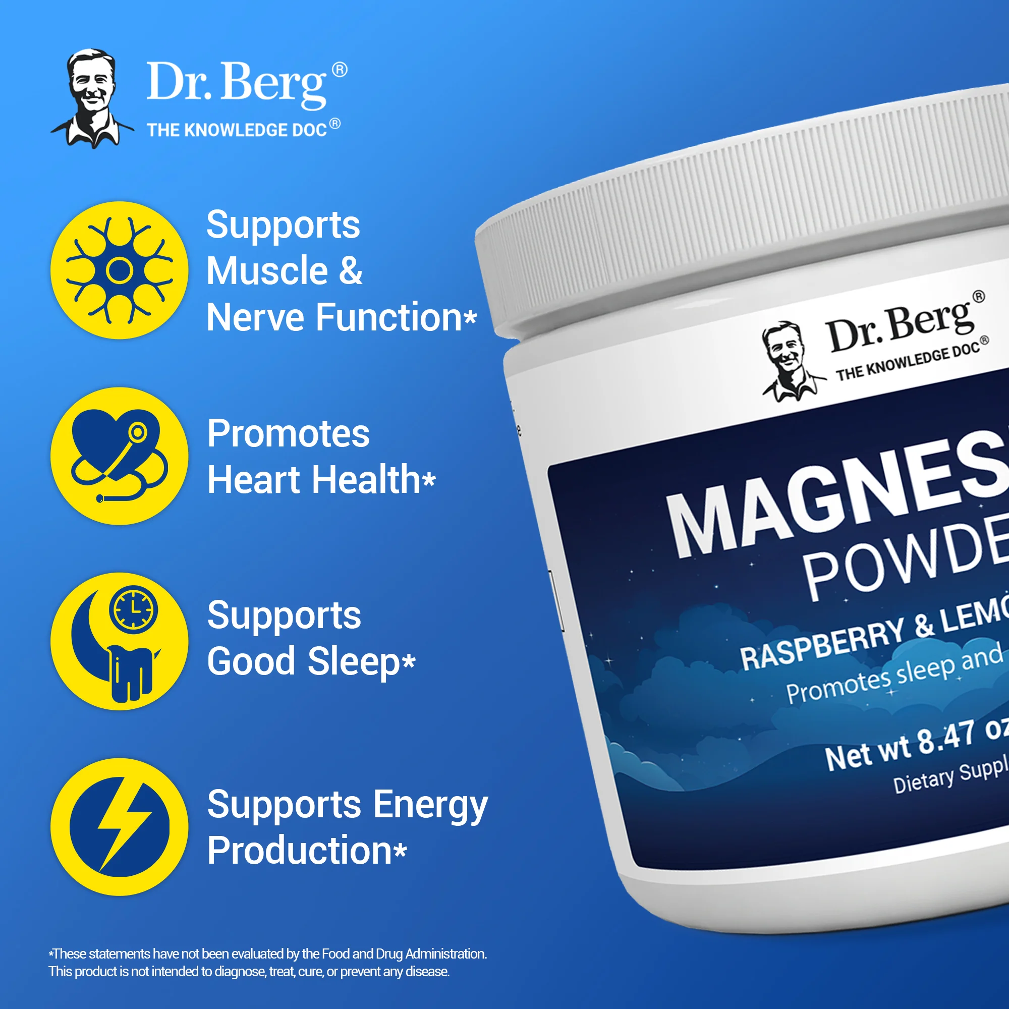 Magnesium Powder Drink Raspberry Lemon Flavor – 325 mg of Magnesium Glycinate per serving – 50 servings - Image 6