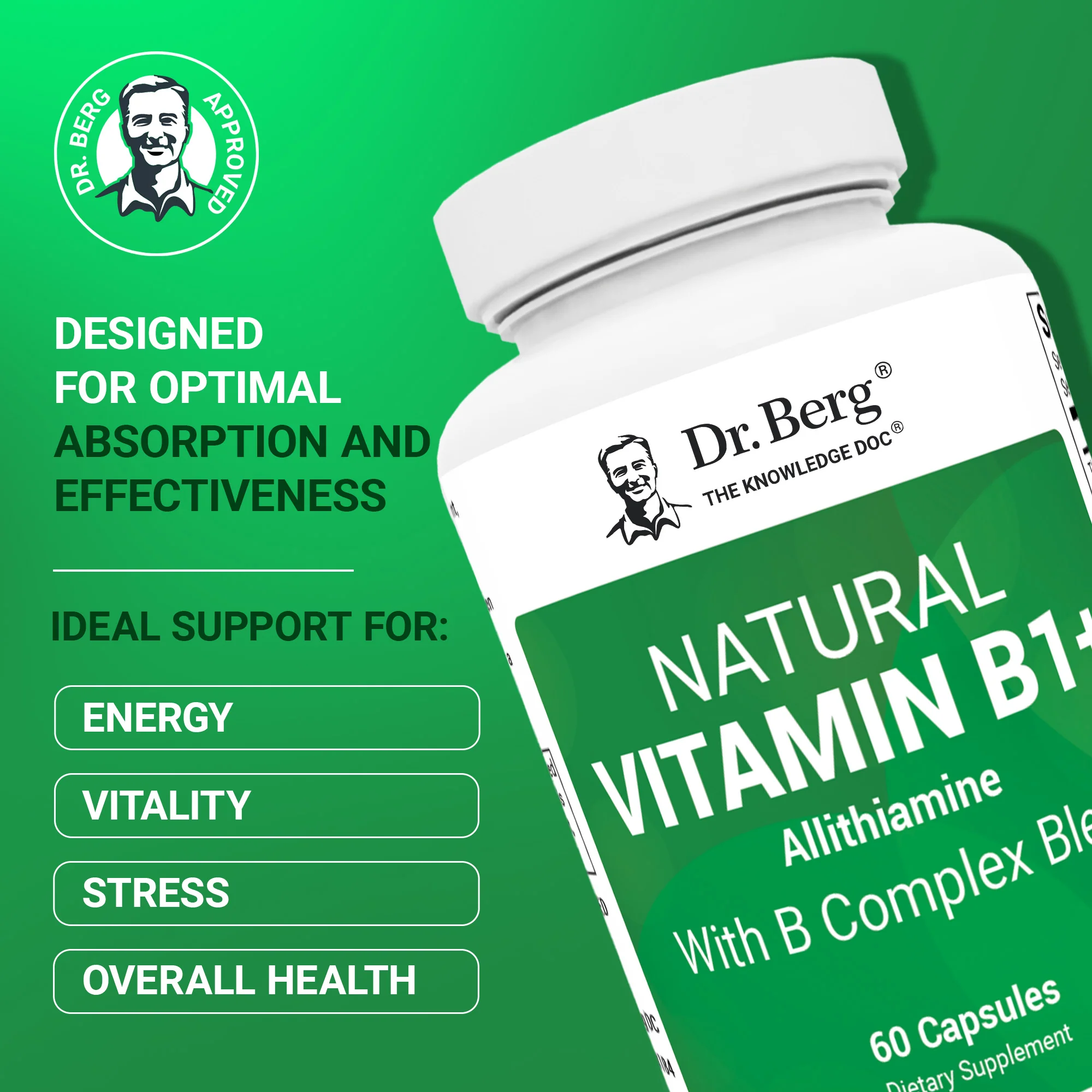 Natural Vitamin B1+ Allithiamine with B Complex Blend – 60 Capsules - Image 7