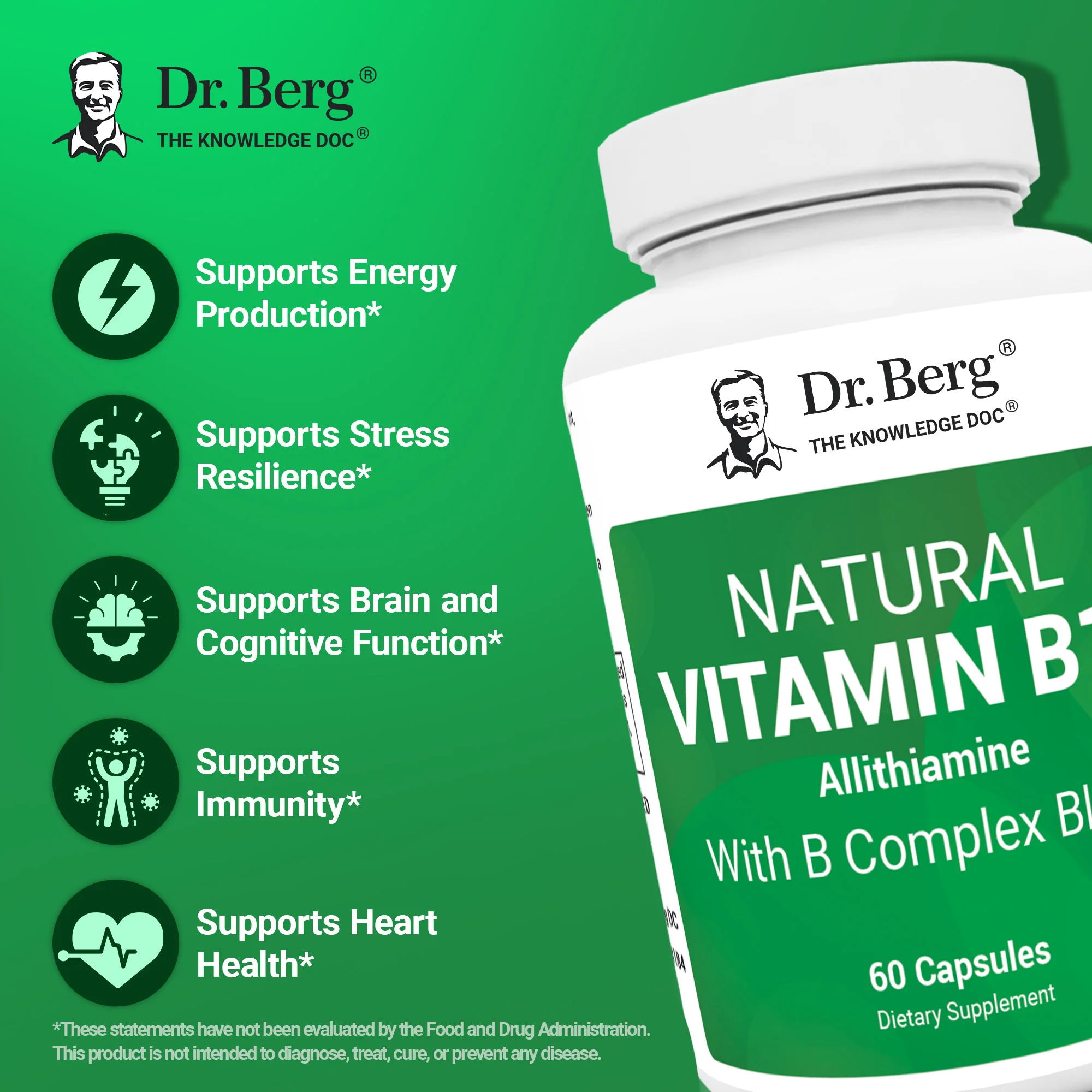 Natural Vitamin B1+ Allithiamine with B Complex Blend – 60 Capsules - Image 8