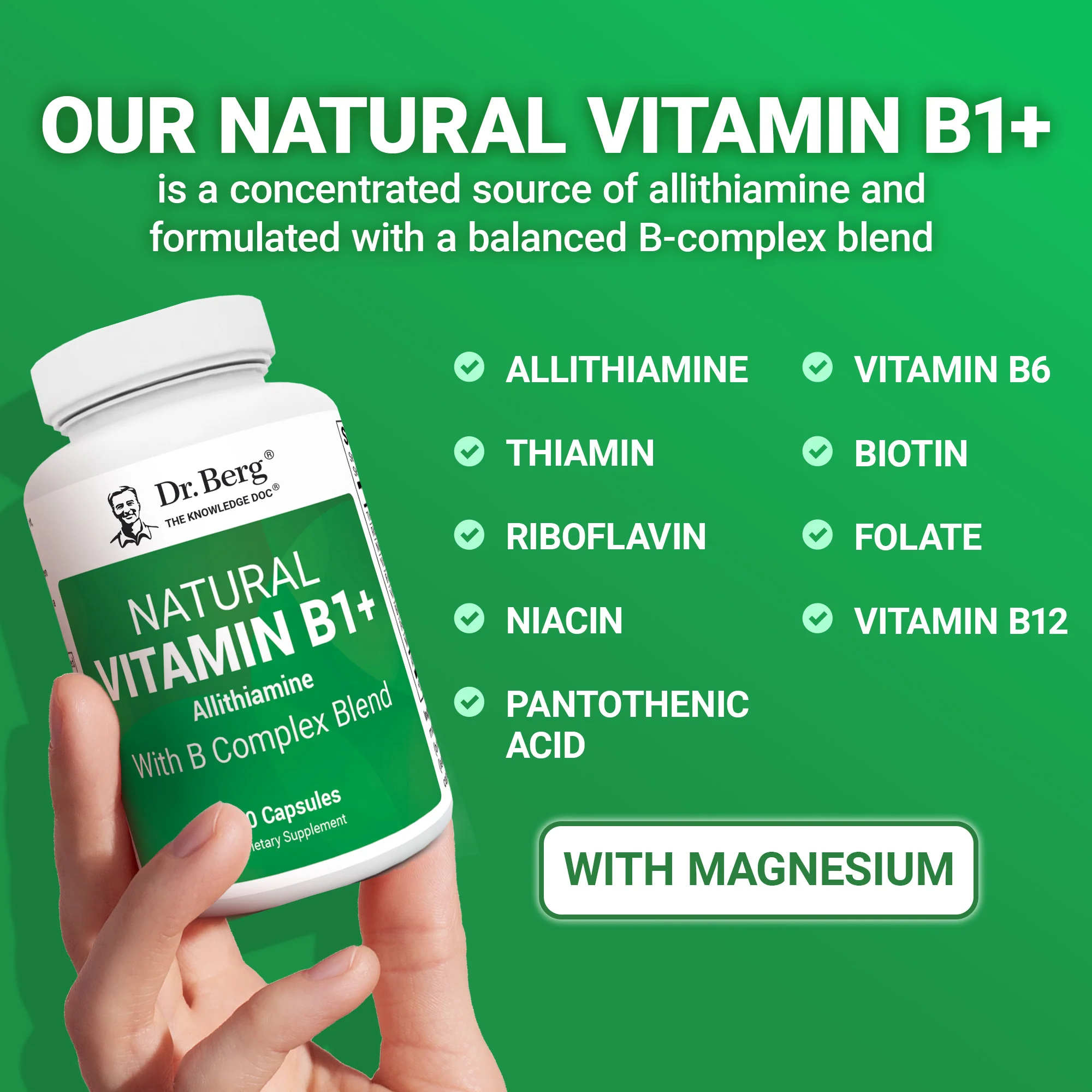 Natural Vitamin B1+ Allithiamine with B Complex Blend – 60 Capsules - Image 9