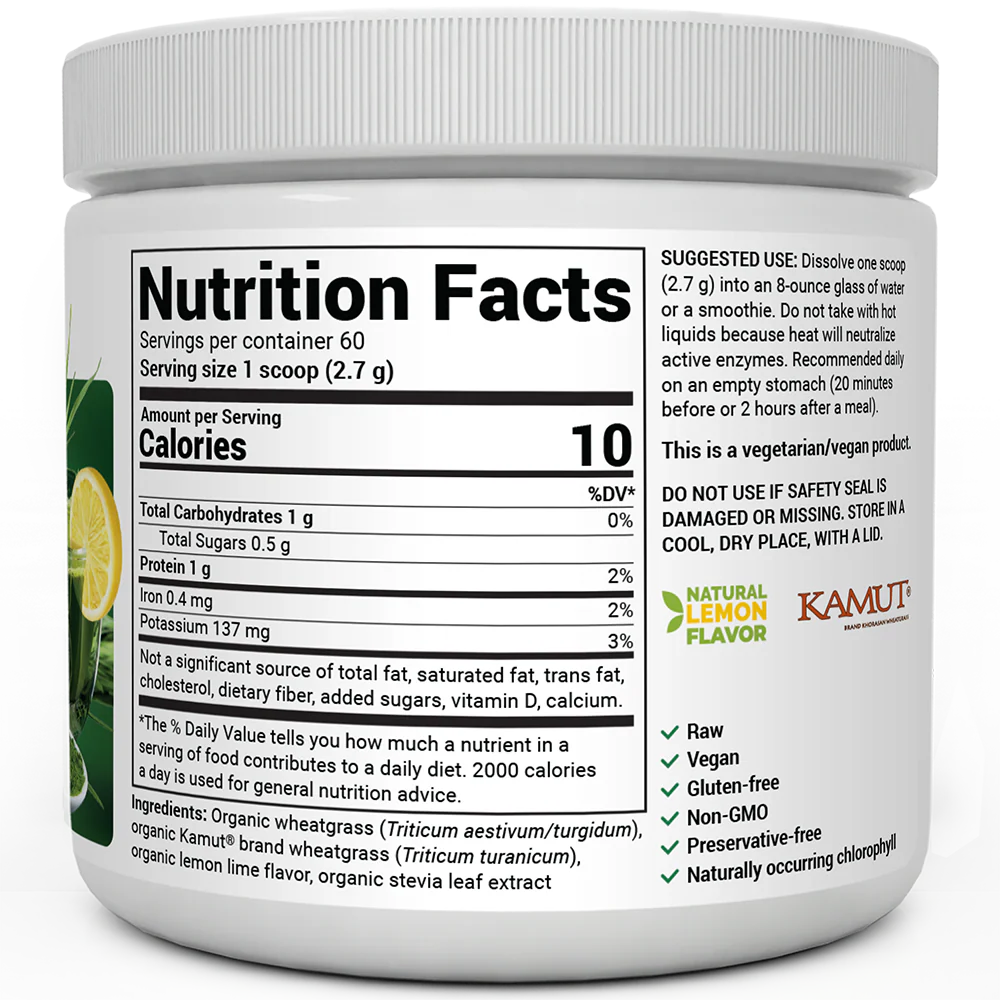 Raw Organic Wheatgrass Juice Powder USDA Organic – Lemon - Image 3