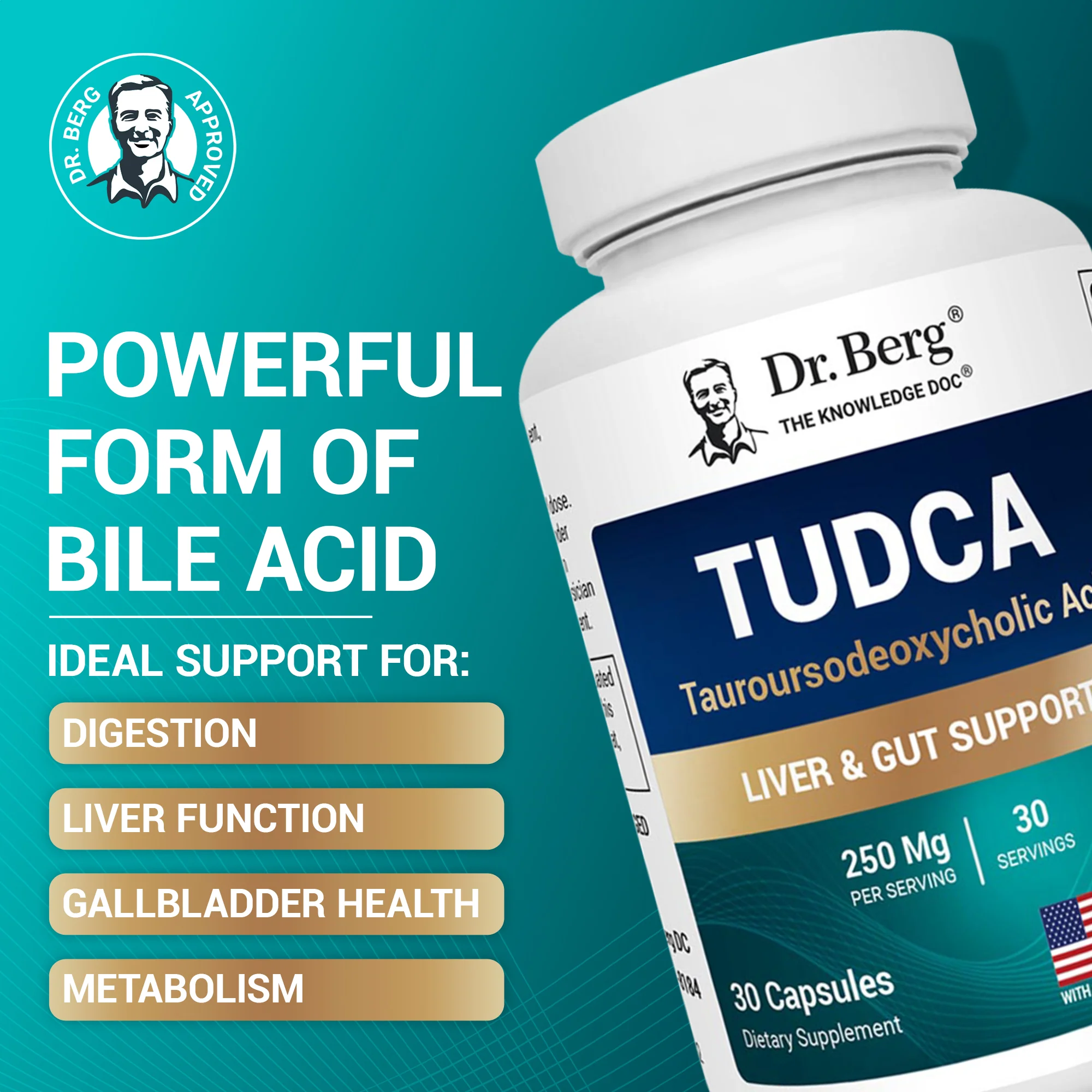 TUDCA – 250 mg of Tauroursodeoxycholic Acid – 30 Vegetable Capsules - Image 6