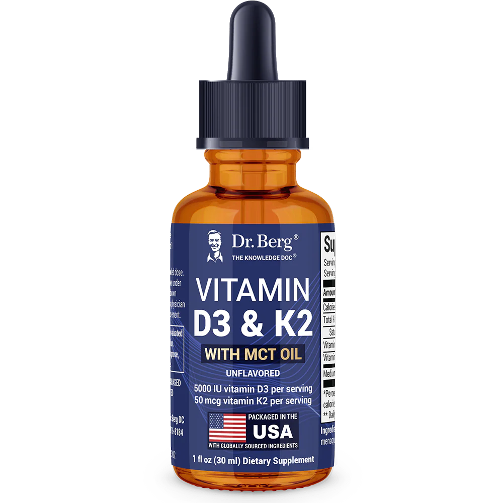 Vitamin D3 and K2 Liquid with MCT Oil – Unflavored – 1 fl oz