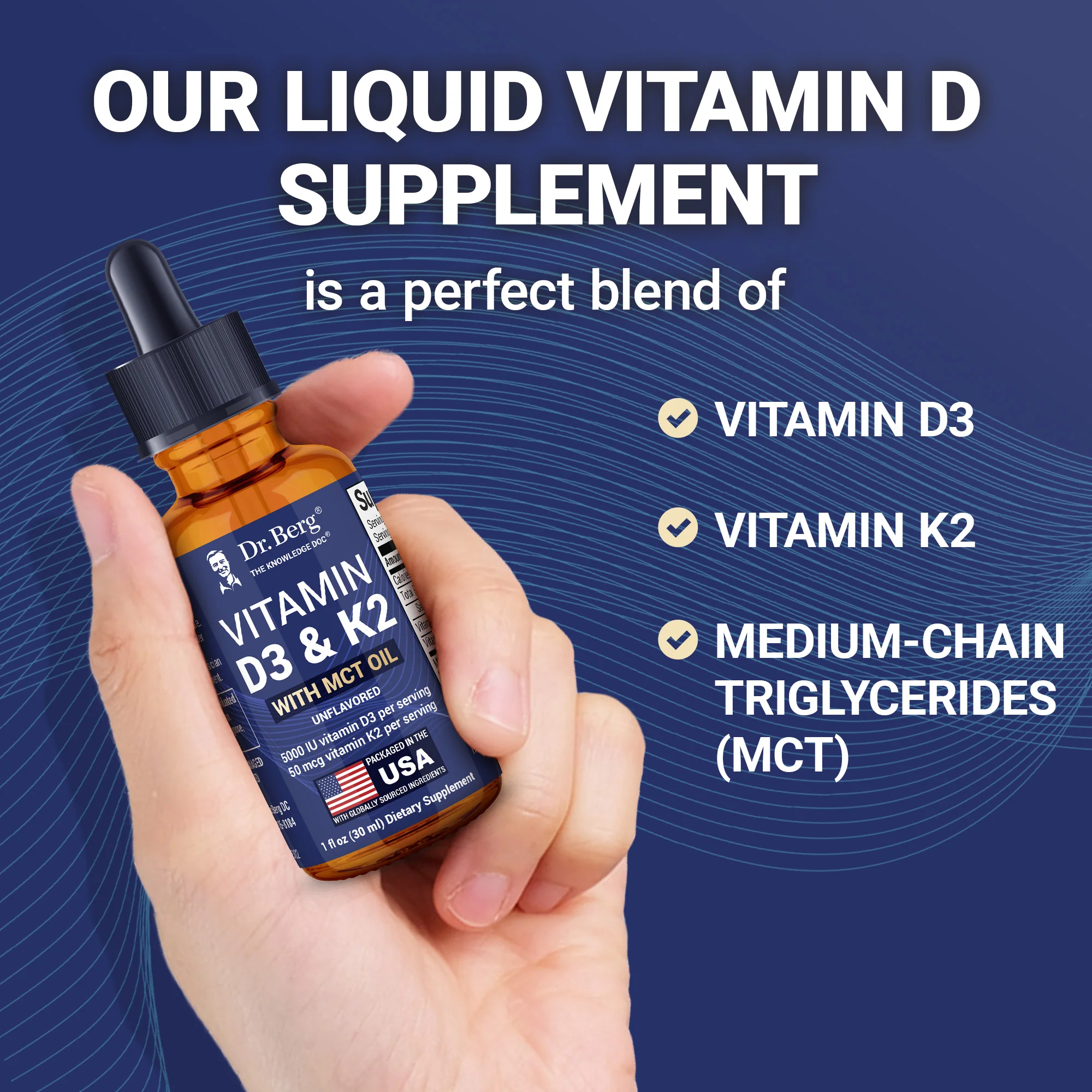 Vitamin D3 and K2 Liquid with MCT Oil – Unflavored – 1 fl oz - Image 5