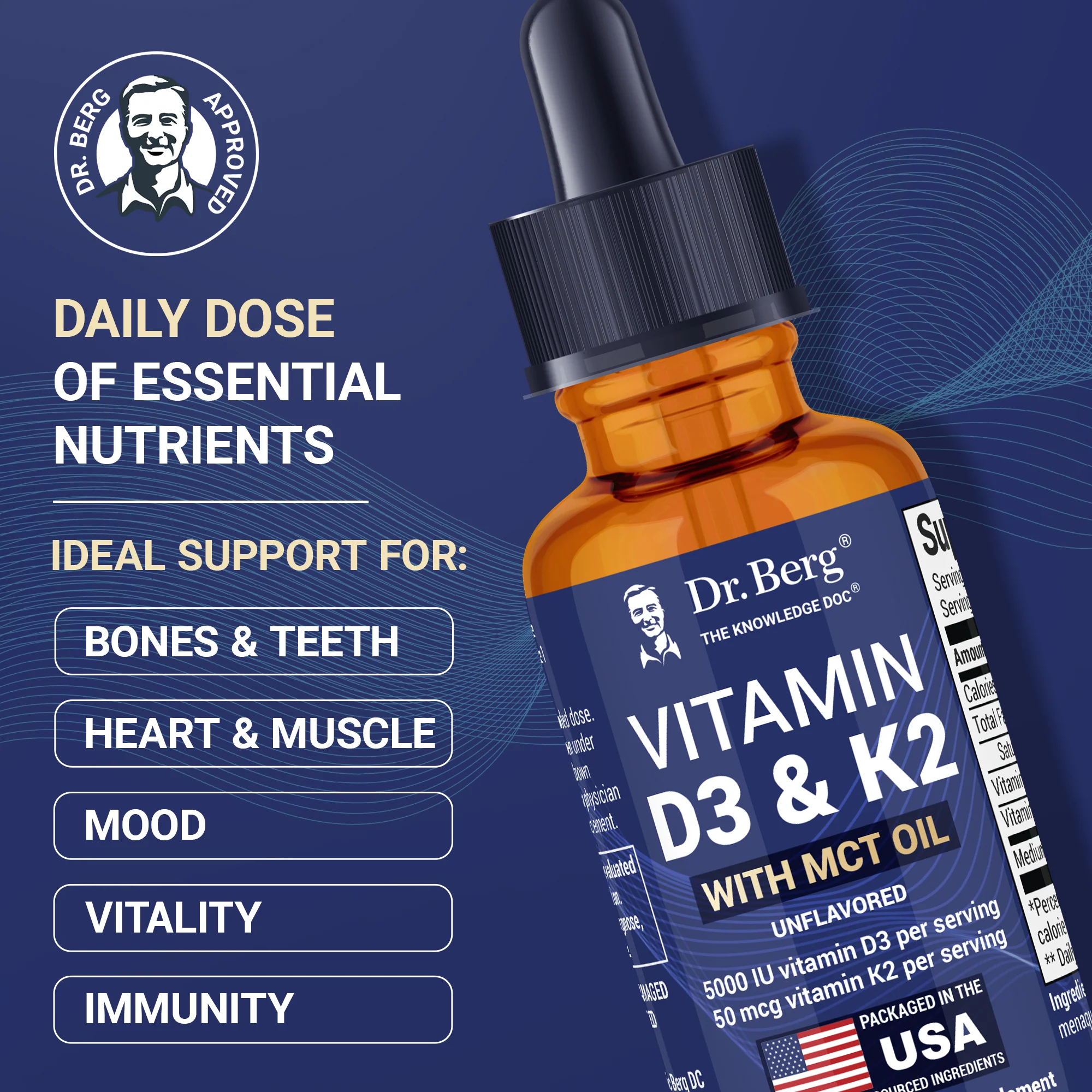 Vitamin D3 and K2 Liquid with MCT Oil – Unflavored – 1 fl oz - Image 6